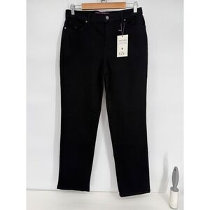 Gloria Vanderbilt Amanda High Rise Slimming Jeans Black Straight Leg Sz 8S NWT